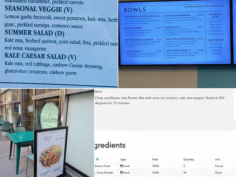 Springbone Kitchen Menu