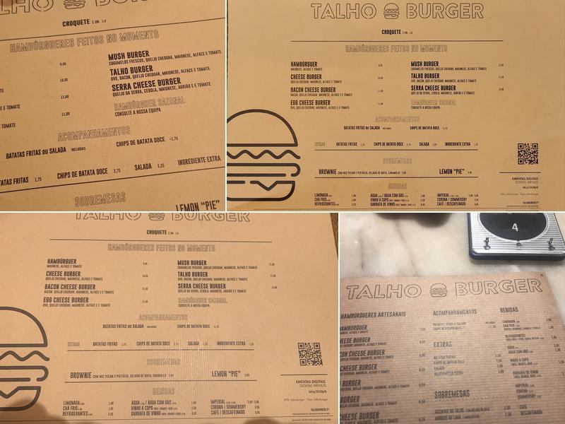 Talho Burger Matosinhos Menu