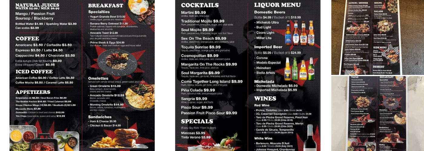 Soul Tapas & Bar Menu