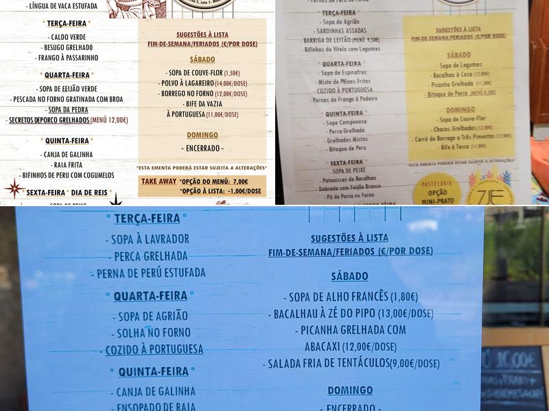 O Zé Padeiro Menu