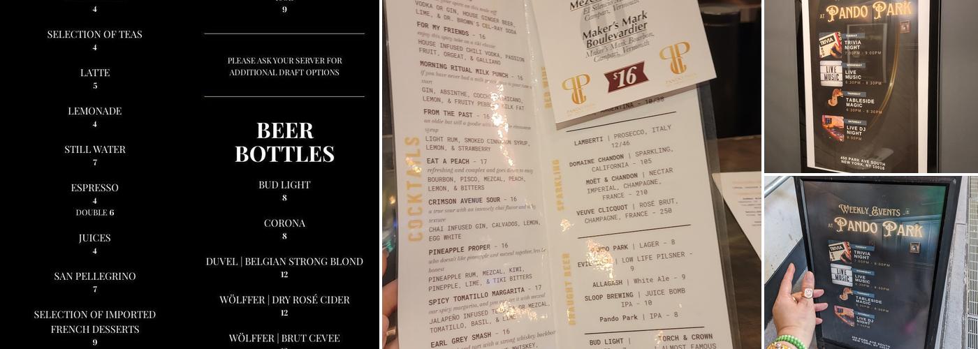 Pando Park Menu