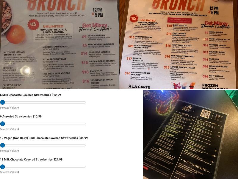 Mixxed Food & Drinks Menu