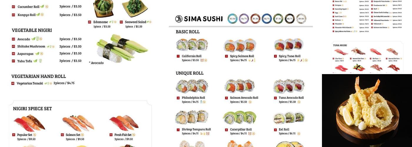 Sima Sushi Menu