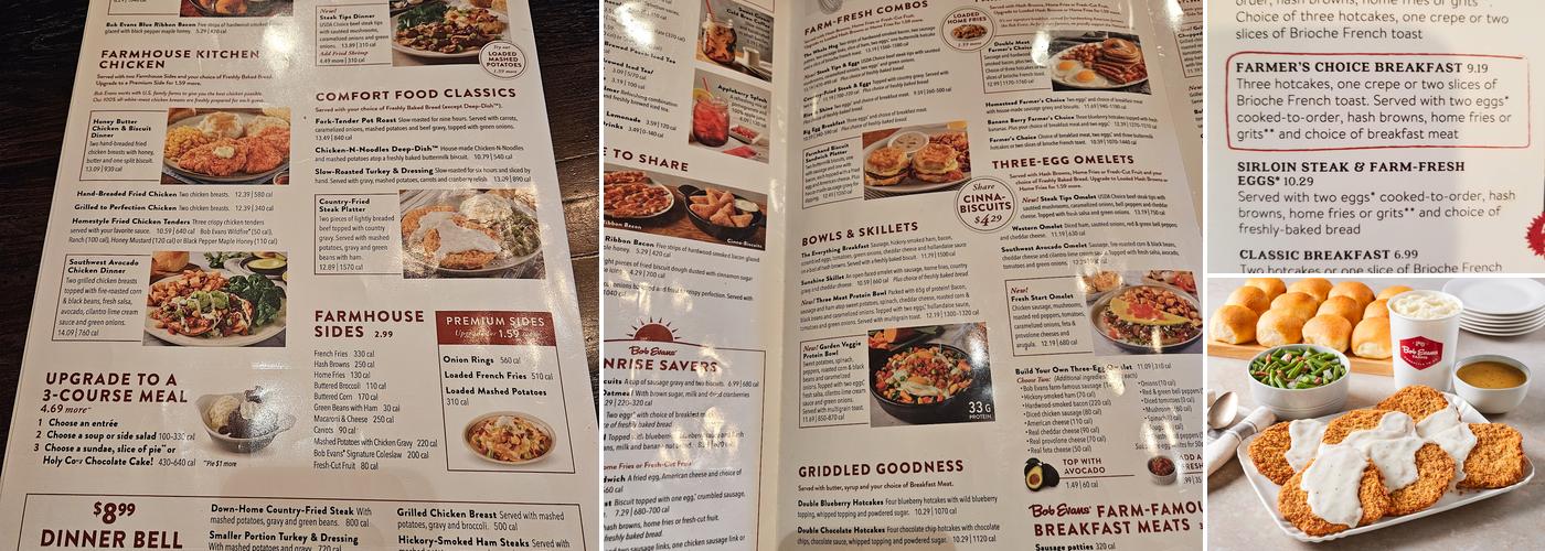 Bob Evans Menu