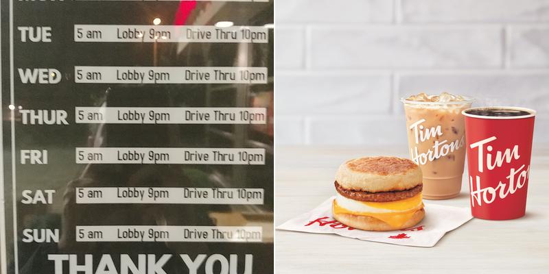 Tim Hortons Menu