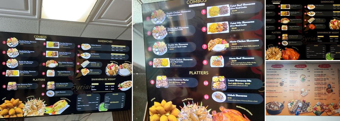 Syrian Shawarma Menu