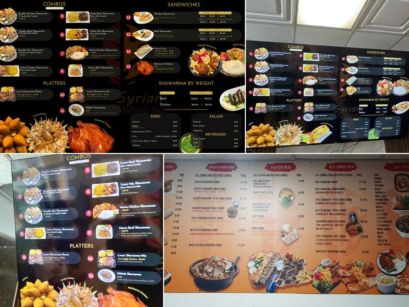 Syrian Shawarma Menu