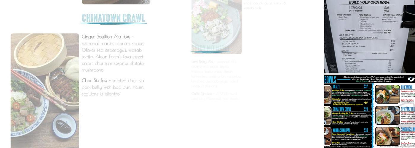 Alii Fish Market Menu