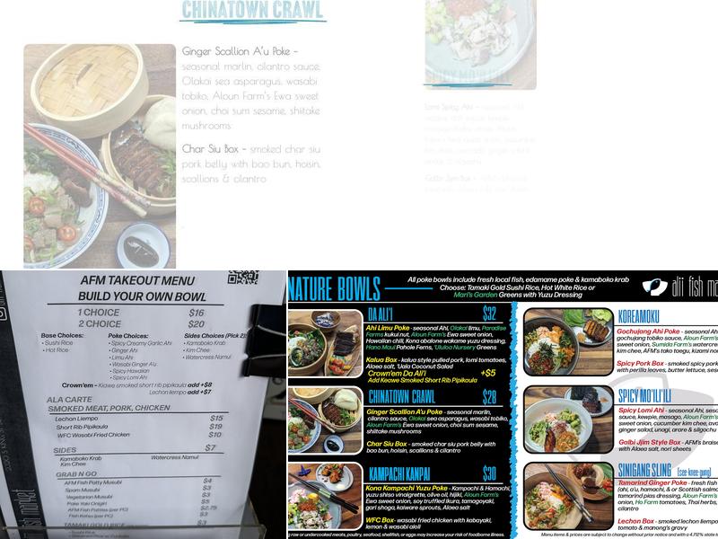 Alii Fish Market Menu