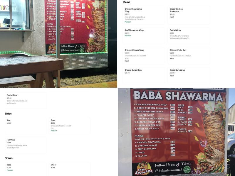 baba shawarma Menu