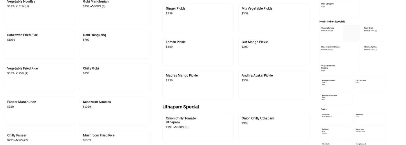 India Fried Chicken Menu