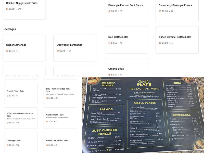 The Jungle Plate Menu