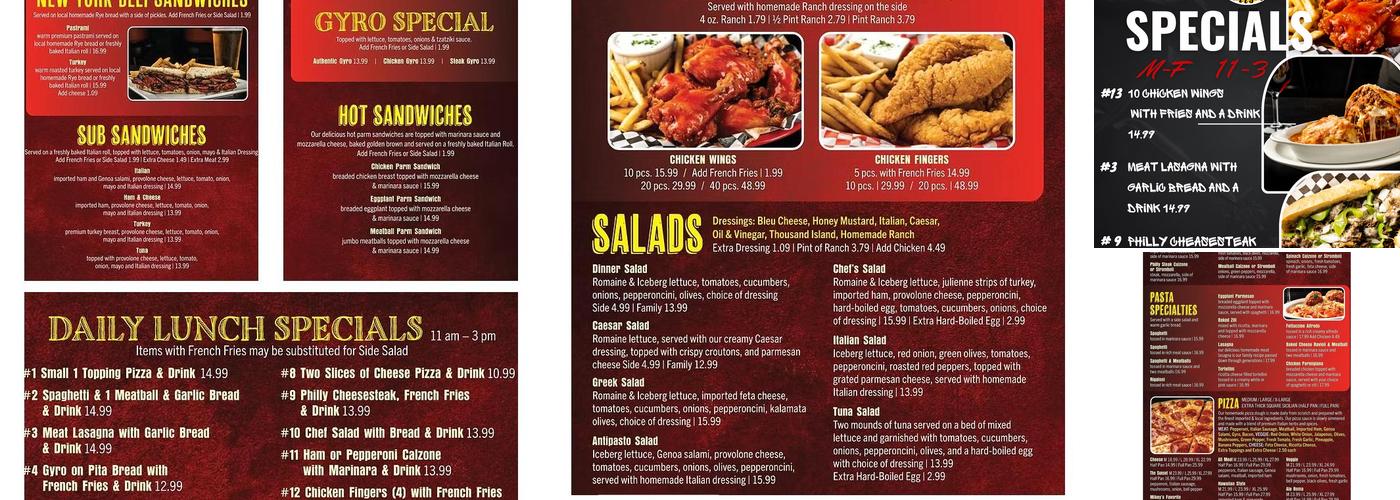 Sunset Patio Bar Menu
