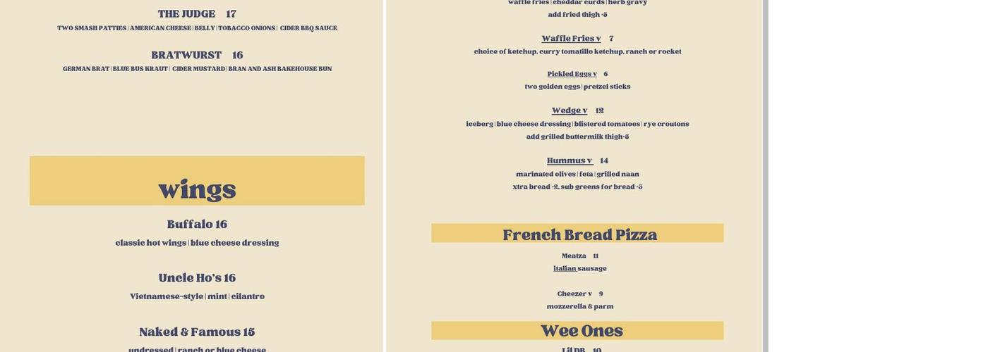 Deb's Kitchen Menu