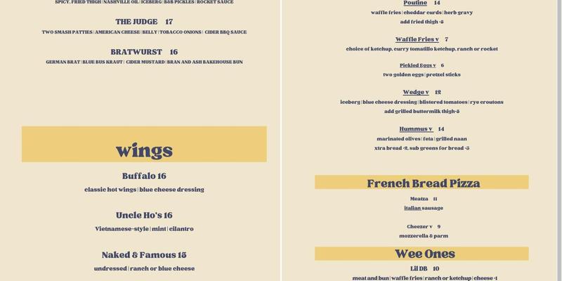 Deb's Kitchen Menu