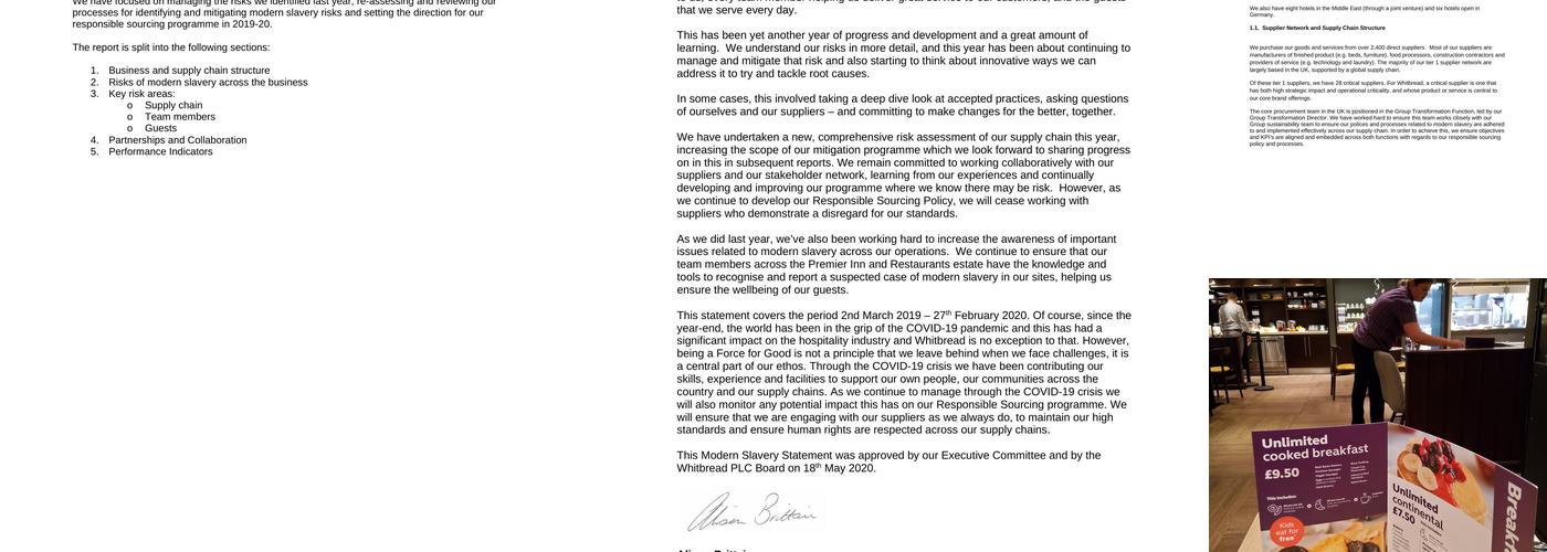 Premier Inn Rugby North (Newbold) hotel Menu