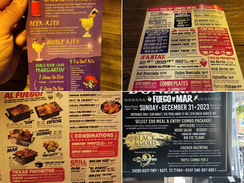 Doneraki Fuego y Mar Mexican Grill Menu