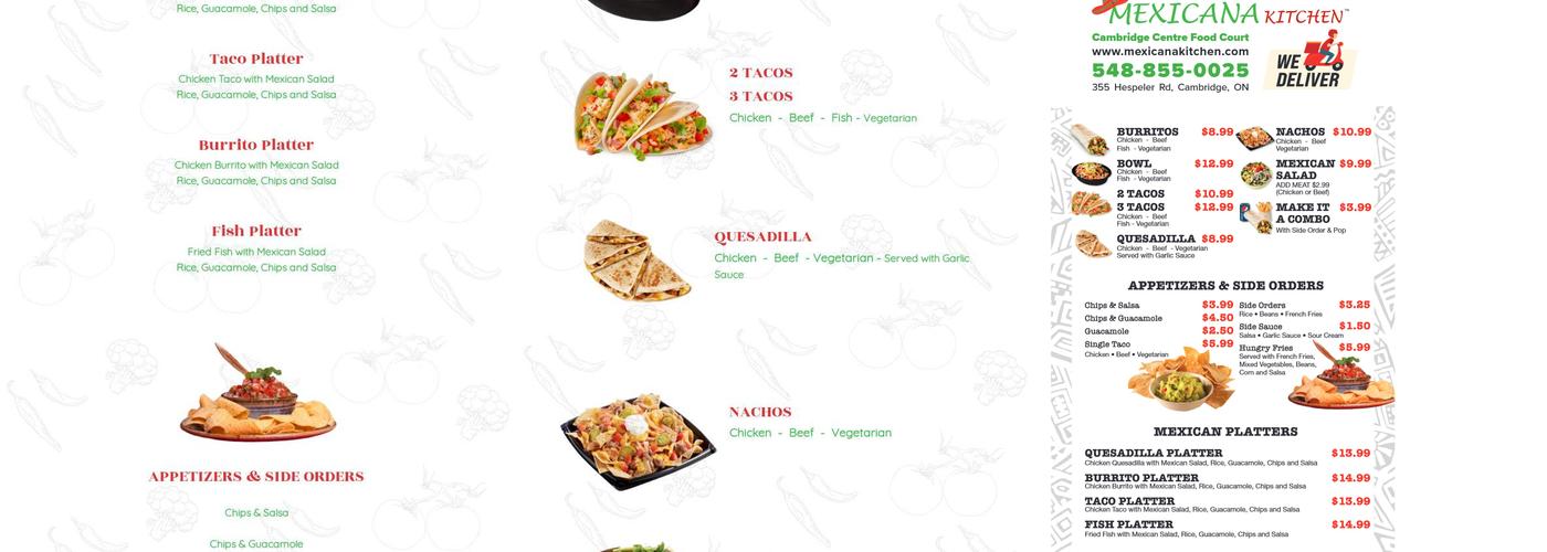 MEXICANA KITCHEN Menu