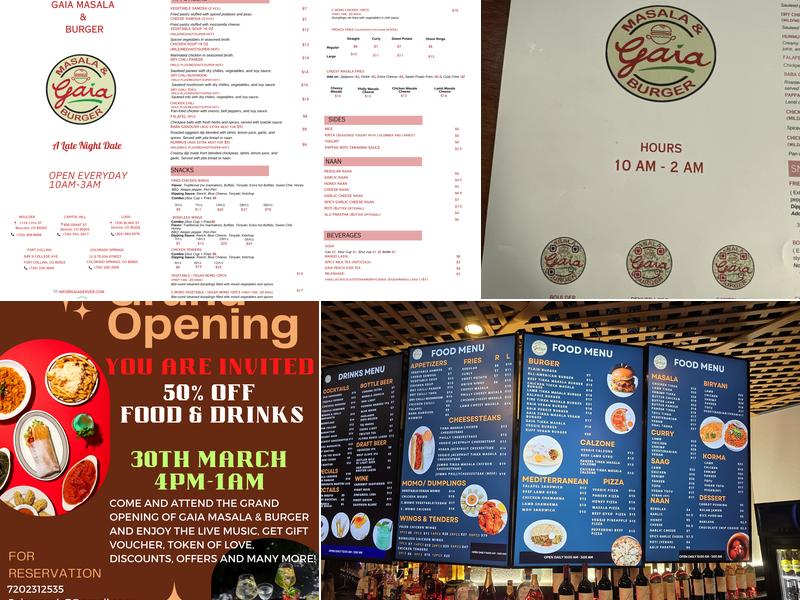 GAIA MASALA & BURGER LODO Menu