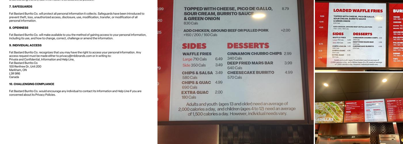 Fat Bastard Burrito Co. Menu