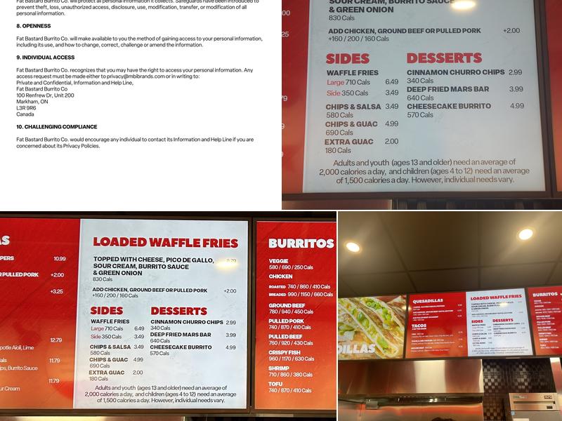 Fat Bastard Burrito Co. Menu