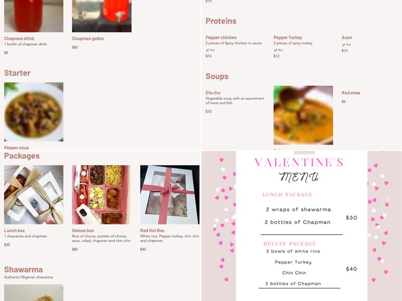 Grace's Foodboxes Menu