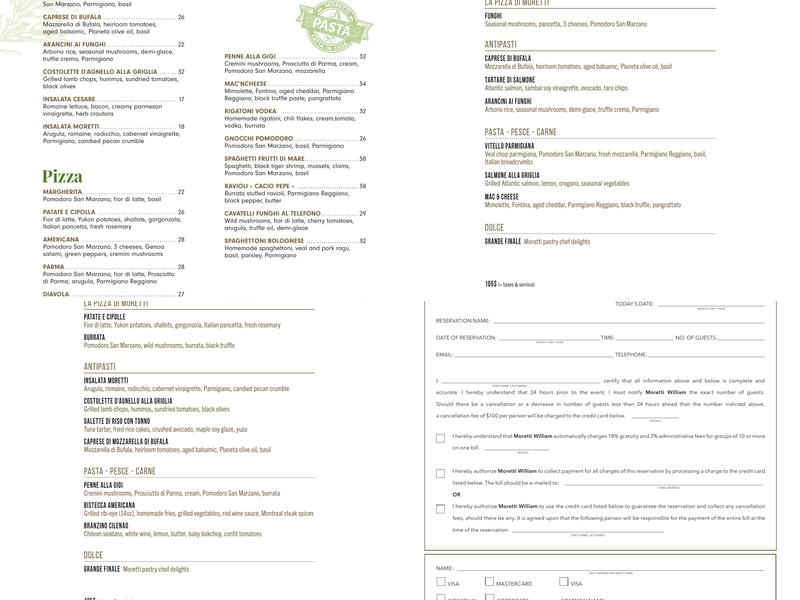 Pizzeria Moretti William Menu