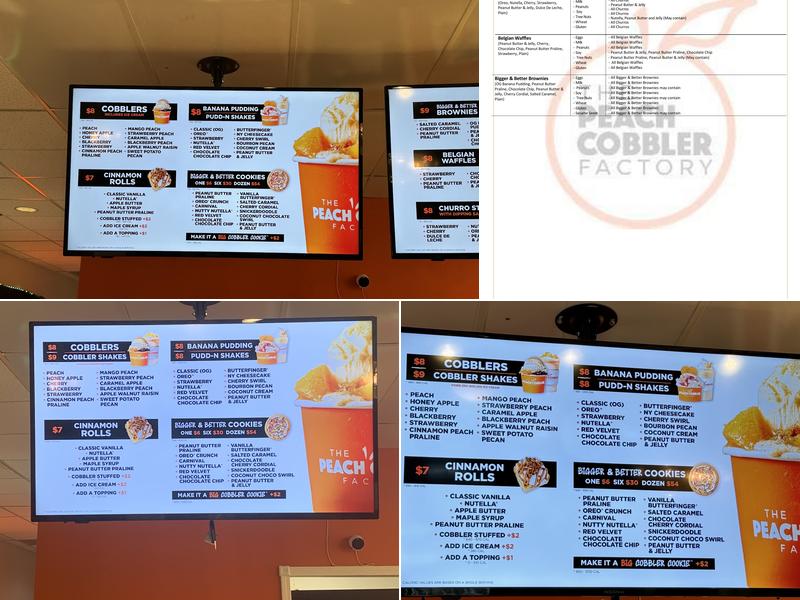 Peach Cobbler Factory East Memphis, TN Menu