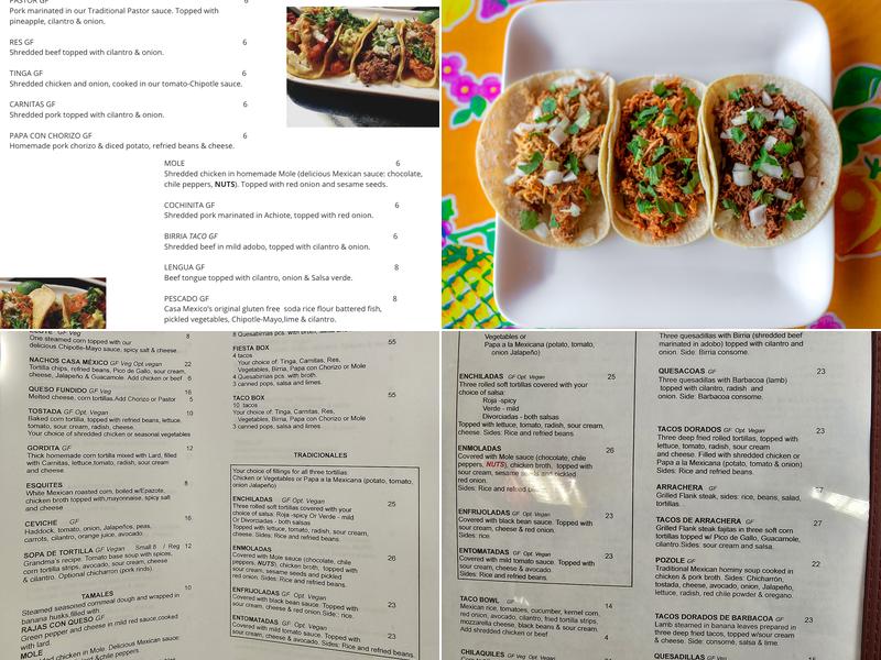 Casa Mexico Menu