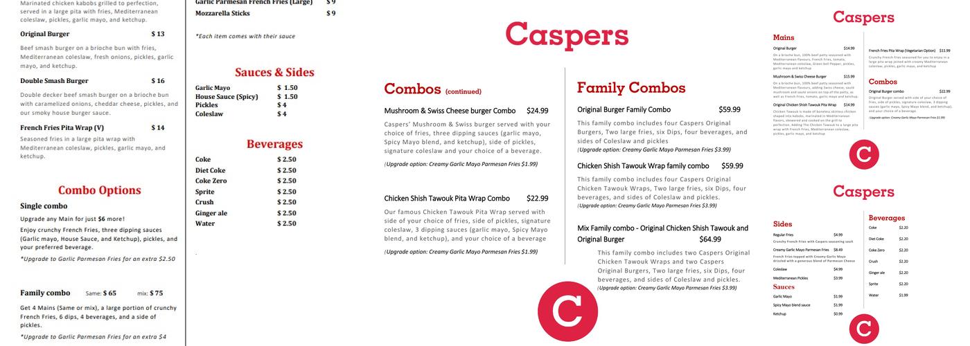 Caspers Menu