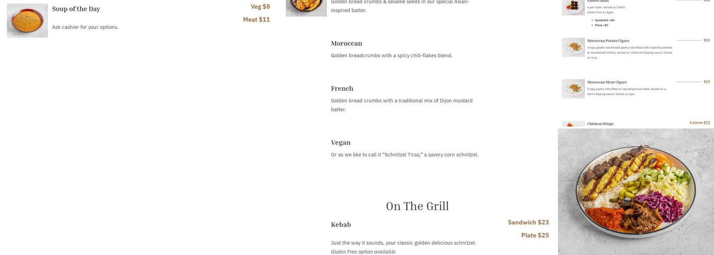 Kapara Menu