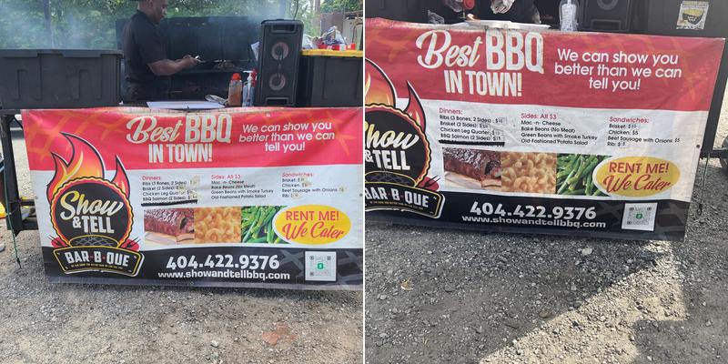 Show and tell bbq Menu