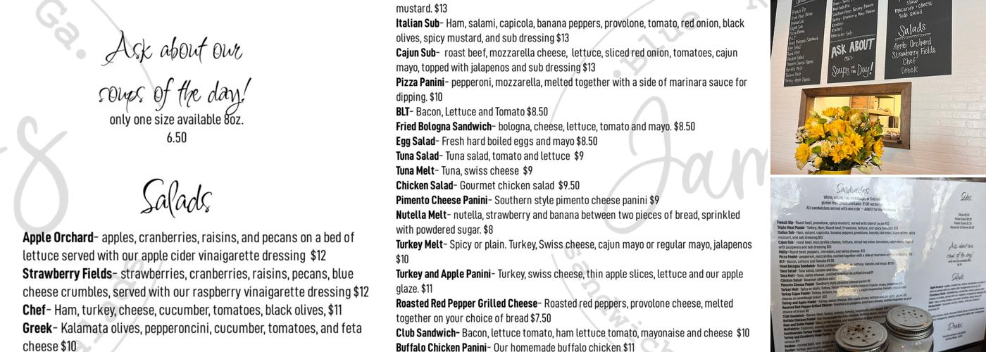 Jamy’s Sandwich Shop Blue Ridge Menu
