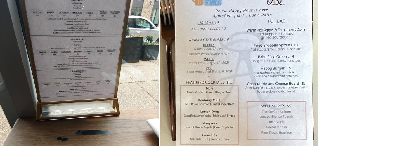 Ahso Cellars Menu