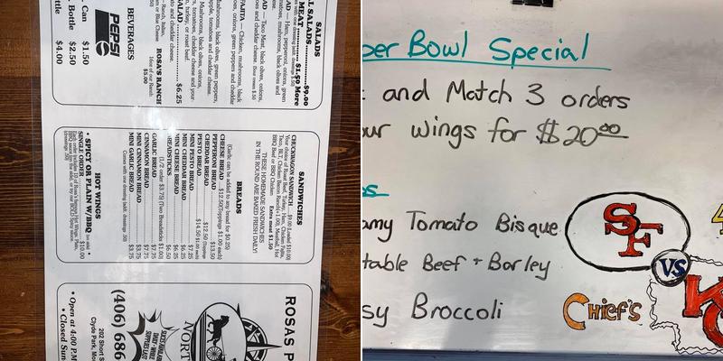 Rosas Pizza North Menu