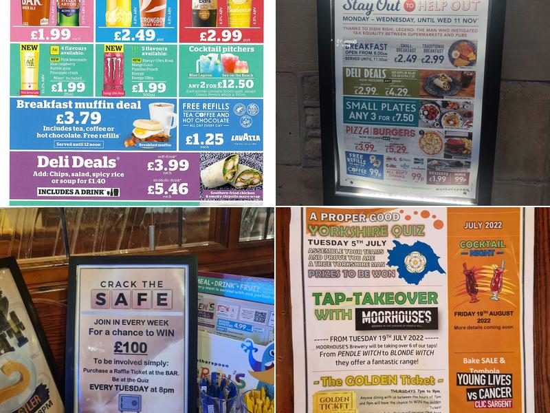 The Richard Oastler - JD Wetherspoon Menu