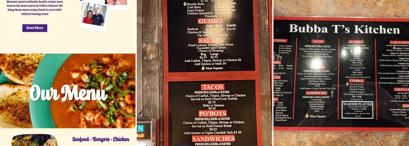 Bubba Ts' Kitchen Menu