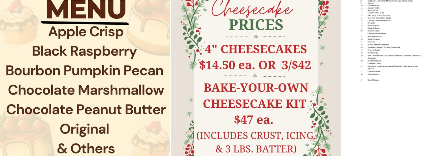 Not Just Cheesecake Menu