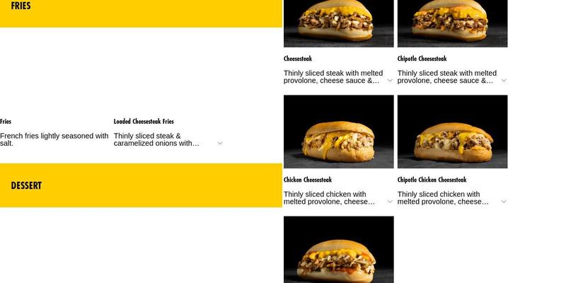 Pardon My Cheesesteak Menu