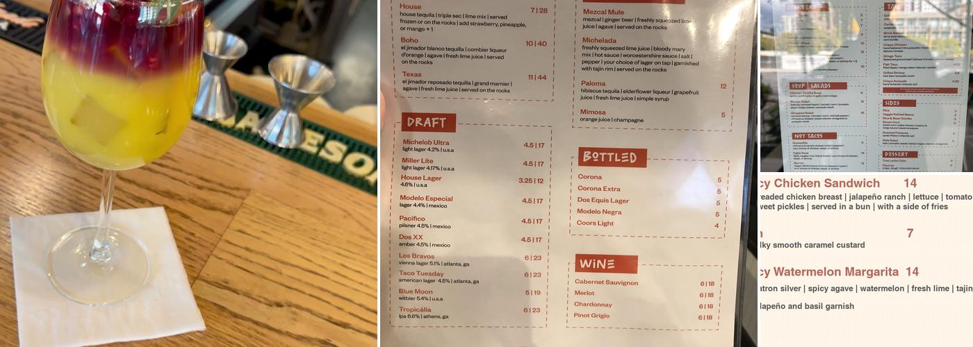 Boho Taco Menu