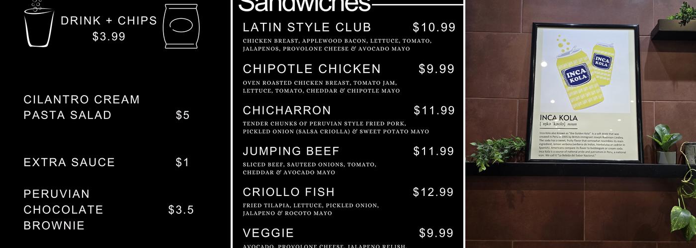 Si Señor Peruvian Sandwiches Menu
