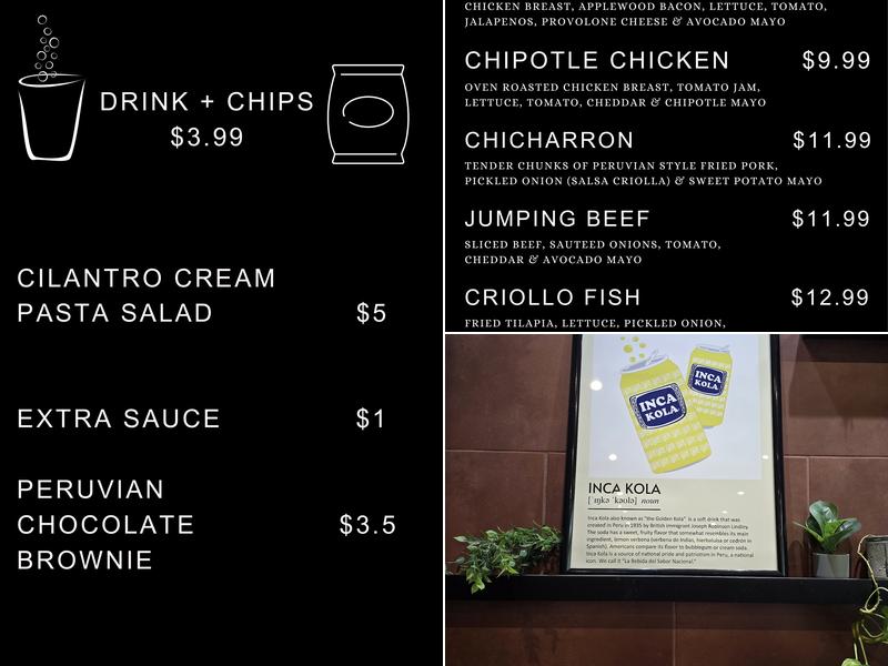 Si Señor Peruvian Sandwiches Menu