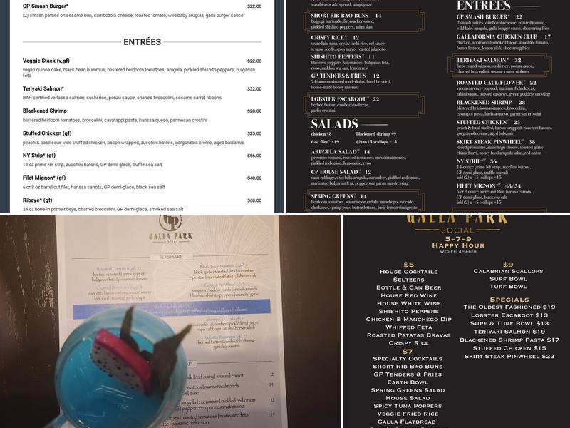 Galla Park Social Menu