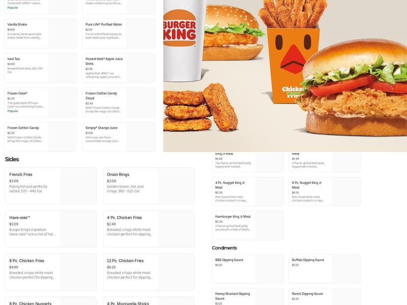 Burger king Menu