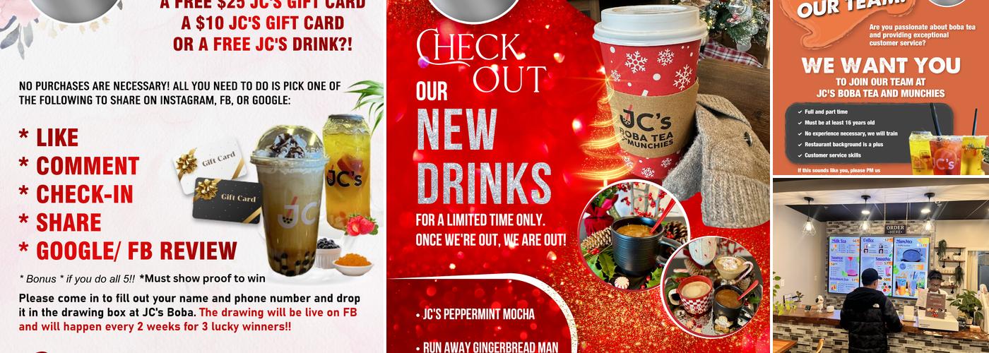 JC's Boba Tea And Munchies Menu