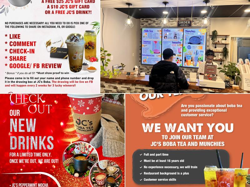 JC's Boba Tea And Munchies Menu