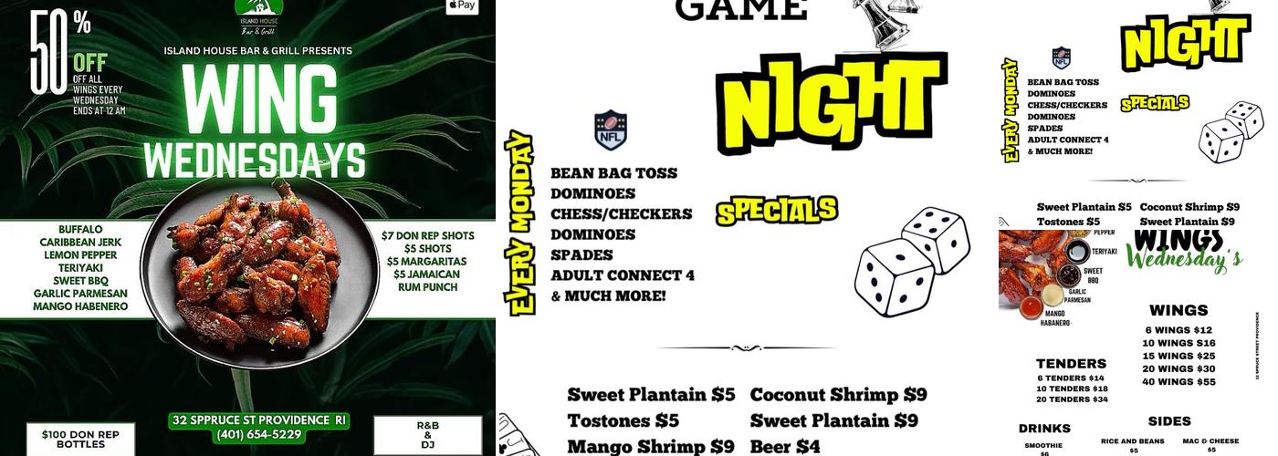 Island House Grill and Bar Menu