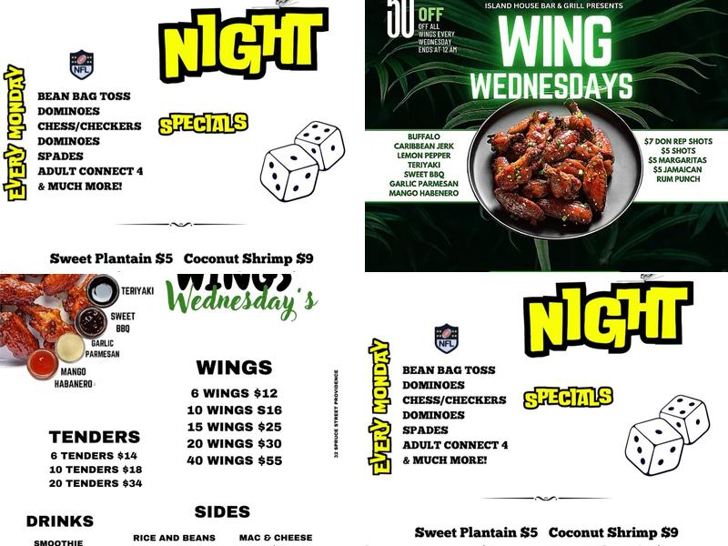 Island House Grill and Bar Menu