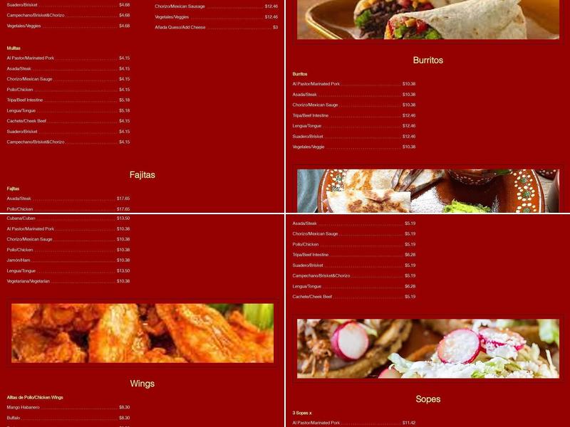 Casa Del Taco Menu
