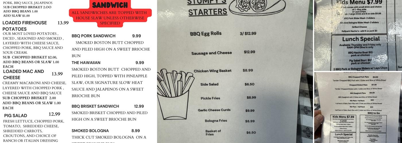 Stumpy's Backyard BBQ Menu